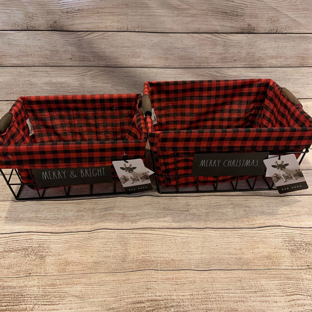 Rae Dunn 2 Christmas Holiday Storage Basket Set - Picture 2 of 5